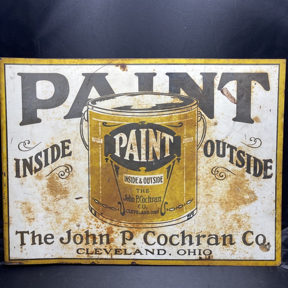 Vintage John P Cochran Co Paint Double Sided Flange Sign Cleveland Ohio 1920/40